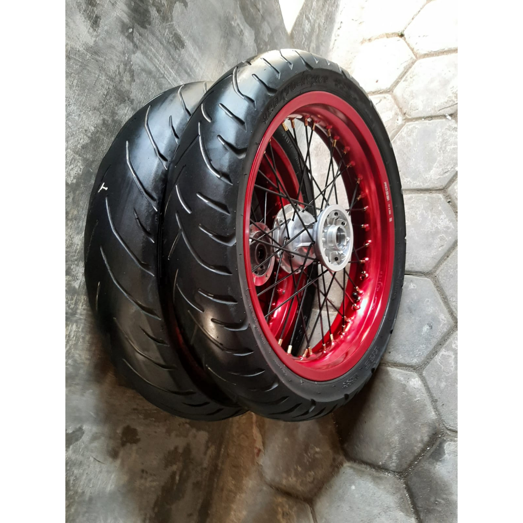Roda Supermoto KLX D-Tracker Wheelset Sumo D-Tracker 150 Series Sepaket Rakitan Ban Supermoto KLX 15