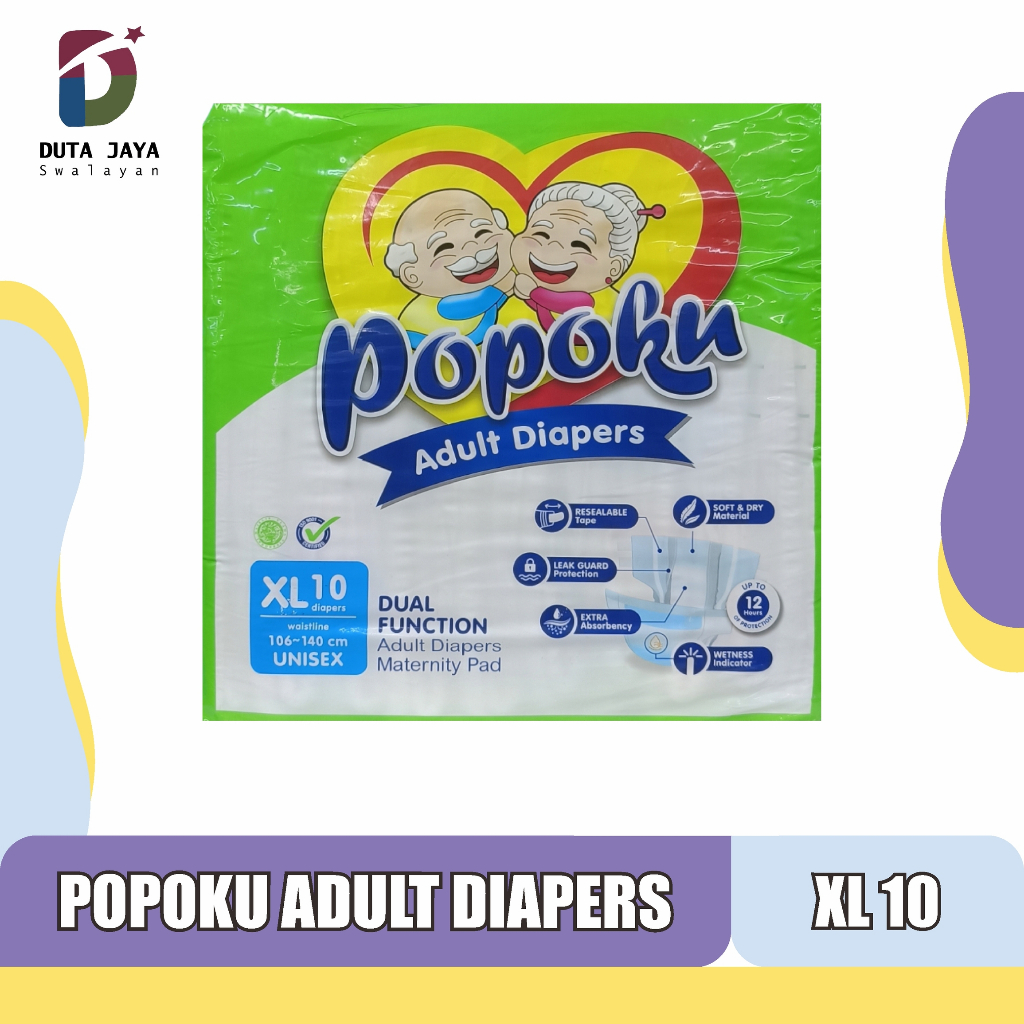 Popoku Adult Diapers Pempers Popok Dewasa Perekat Size XL Isi 10