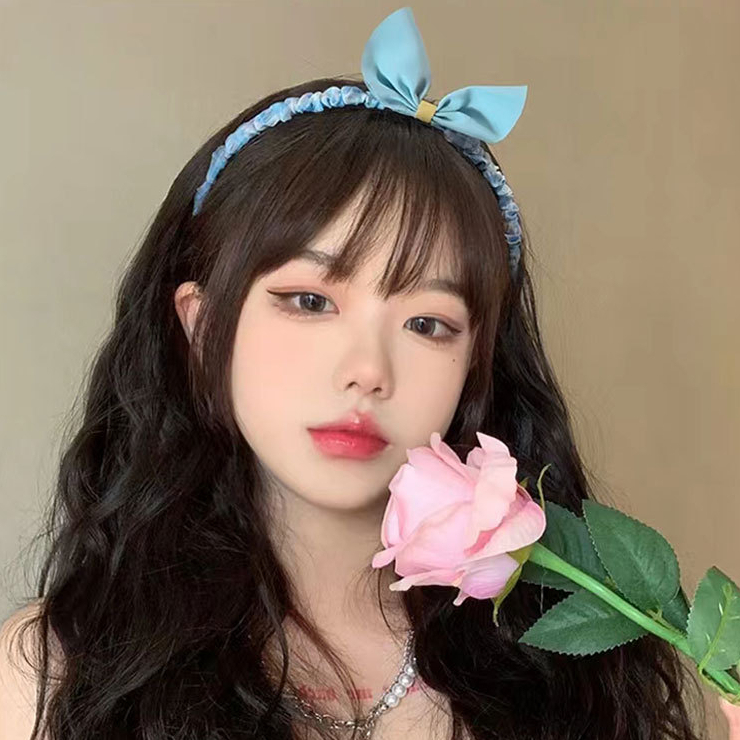 MMM Bando Scrunchie Korea Wanita Anak Perempuan Motif Kotak Kotak Bando Aksesoris Rambut Wanita Bando Pita Scrunchie Bando Lucu Bando Kerut Pita