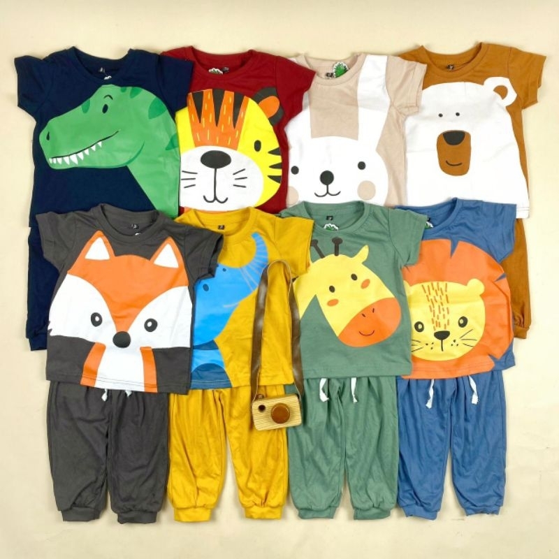 Grosir setelan Piyama anak baby animals pineapple kids per 5 pcs