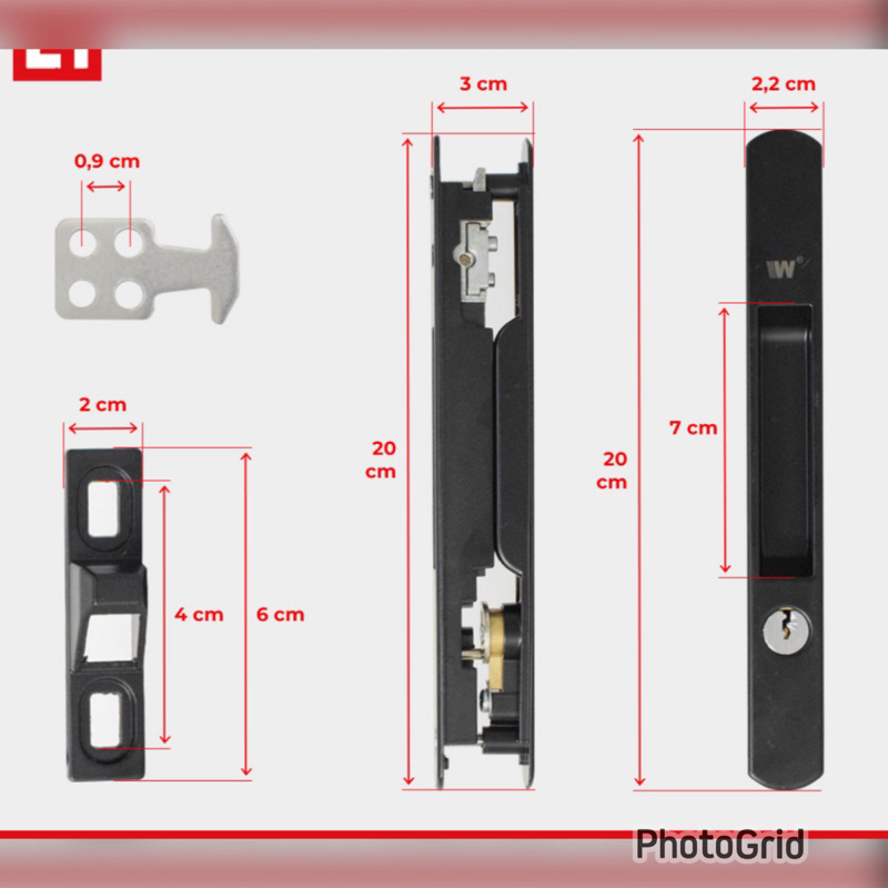 KUNCI PINTU ALUMUNIUM/ kunci pintu kait catok mekar slading/kunci pintu dorong sleding/kunci pintu aluminium