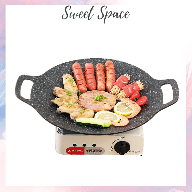 GRILL PLATE 34 CM PANGGANGAN BULAT | GRIDDLE PAN OMICKO [SWEETSPACE]