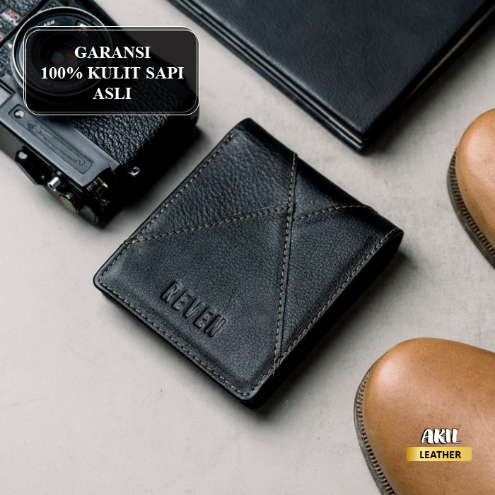 Dompet Lipat Kulit Pria Branded Reven Edmund Leather Wallet Bahan 100% Kulit Sapi Asli Original Premium Cowok Keren Terbaru