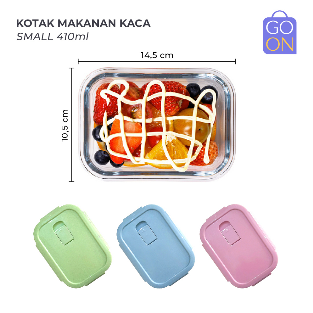 [SMALL 410ml] Kotak Makanan Kaca Tahan Panas &amp; Dingin (Freezer) - Oven &amp; Microwave Safe - Glasslock Anti Bocor