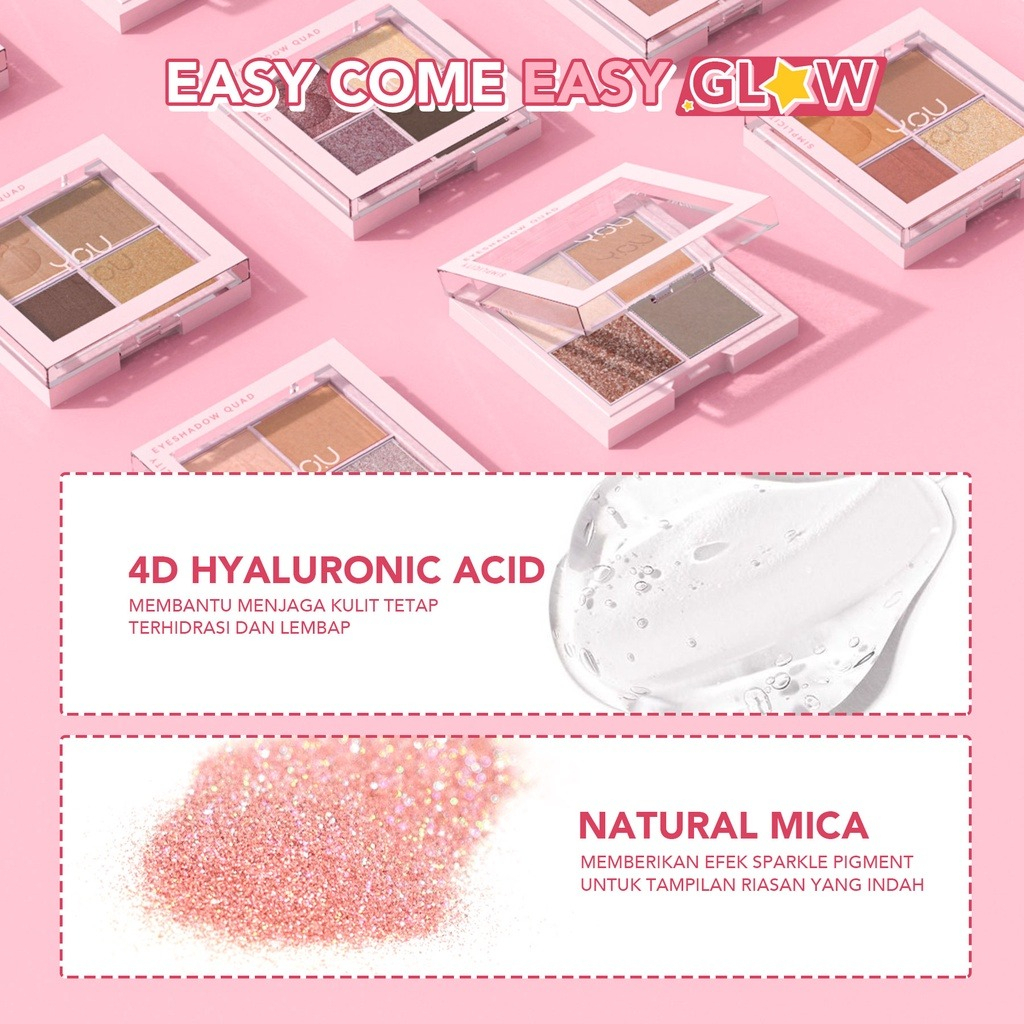 YOU Simplicity Eyeshadow Quad | Makeup Palette 4 Warna Pigmented Glitter