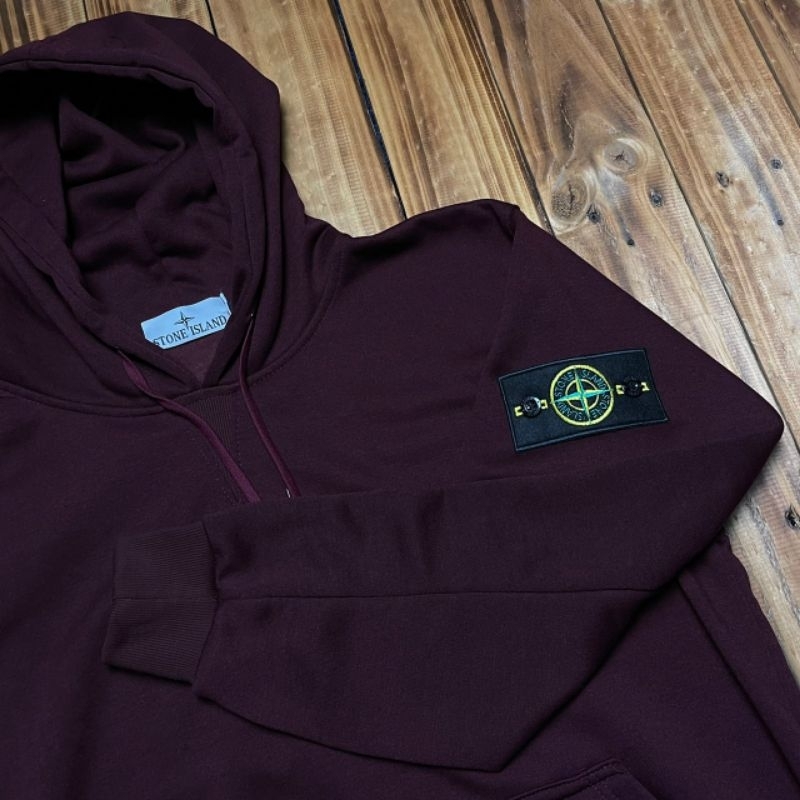 HOODIE JAKET SWEATER STONE ISLAND MARONN BURGANDY FULLTAG &amp; LABEL