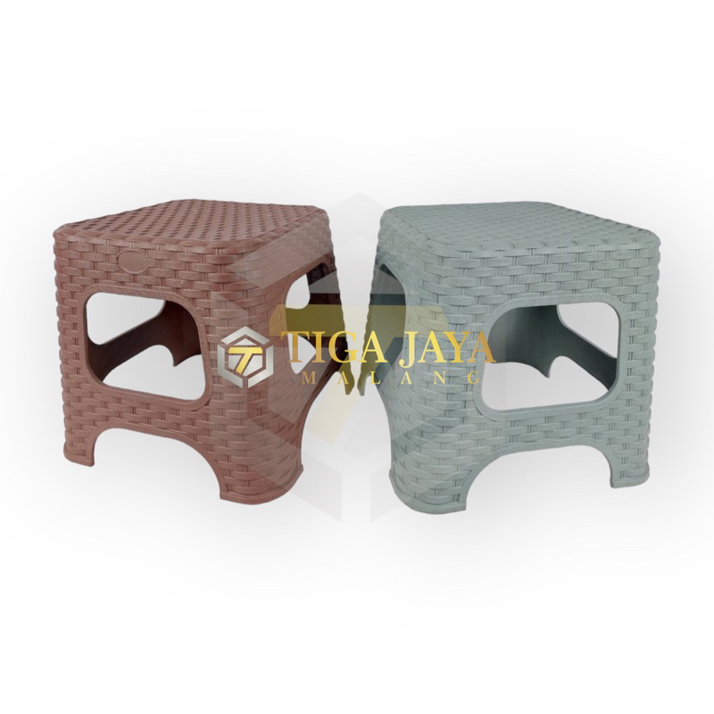 Kursi Rotan Plastik / Kursi Pendek / Kursi Jongkok / Bangku Segi pendek / Bangku kecil
