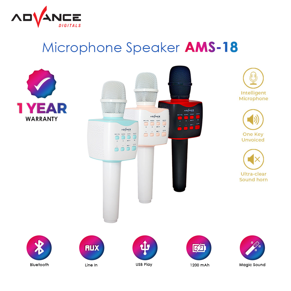 ADVANCE Mic Bluetooth Portable Speaker Mikrofon AMS-18