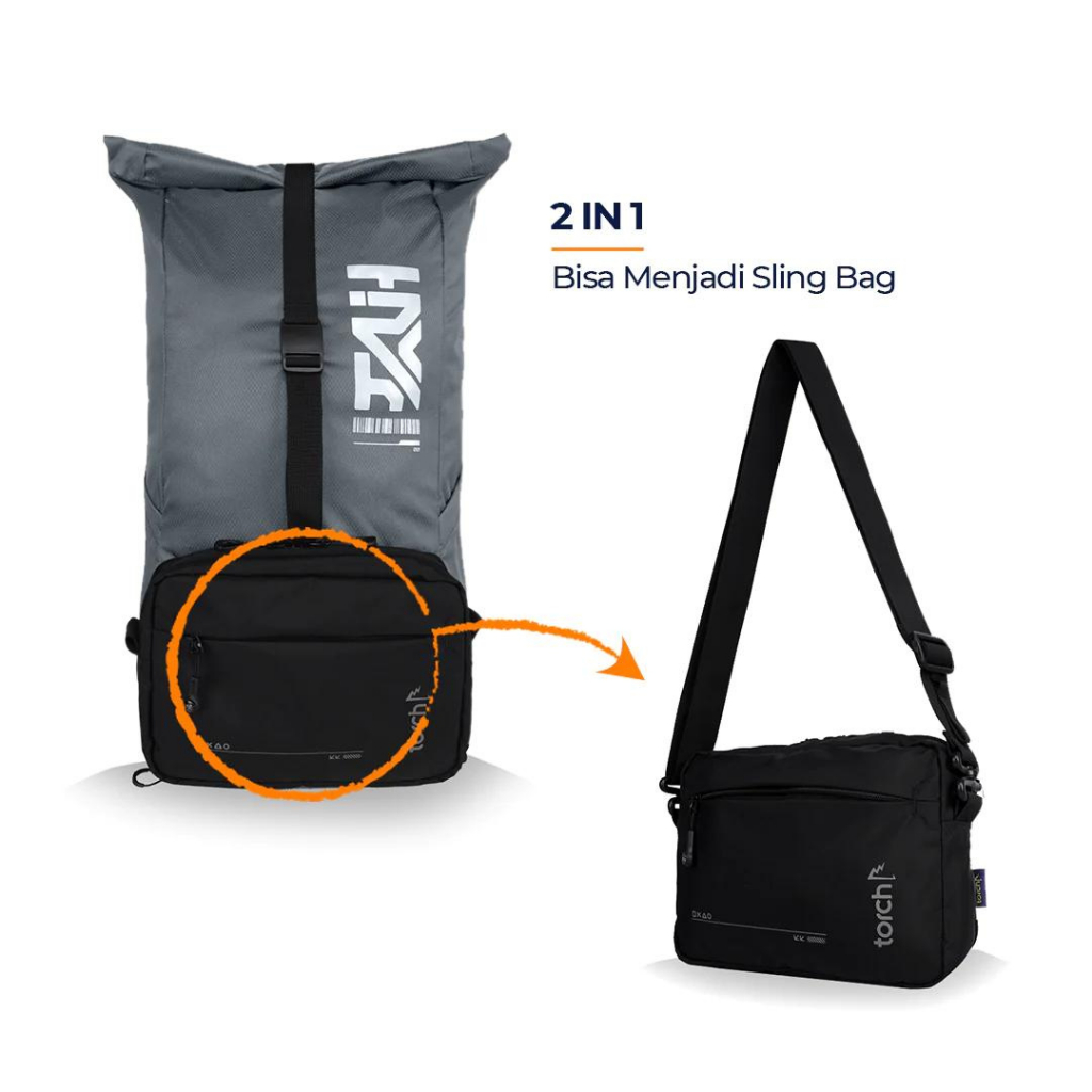 Gramedia Bandung - torch - Guild Gamer 2 in 1 (Sling Bag & Foldable Backpack) - Fallon Grey