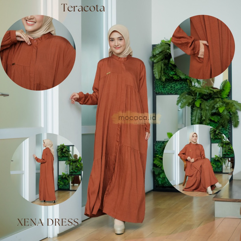 xena dress gamis mocaca softlinen full kancing hidup bisa jadi outer juga bahan adem cantik bisa gosend bandung