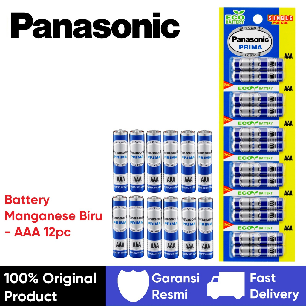 Baterai Panasonic AAA R03 Manganese Biru Battery Manganese Size A3 R03