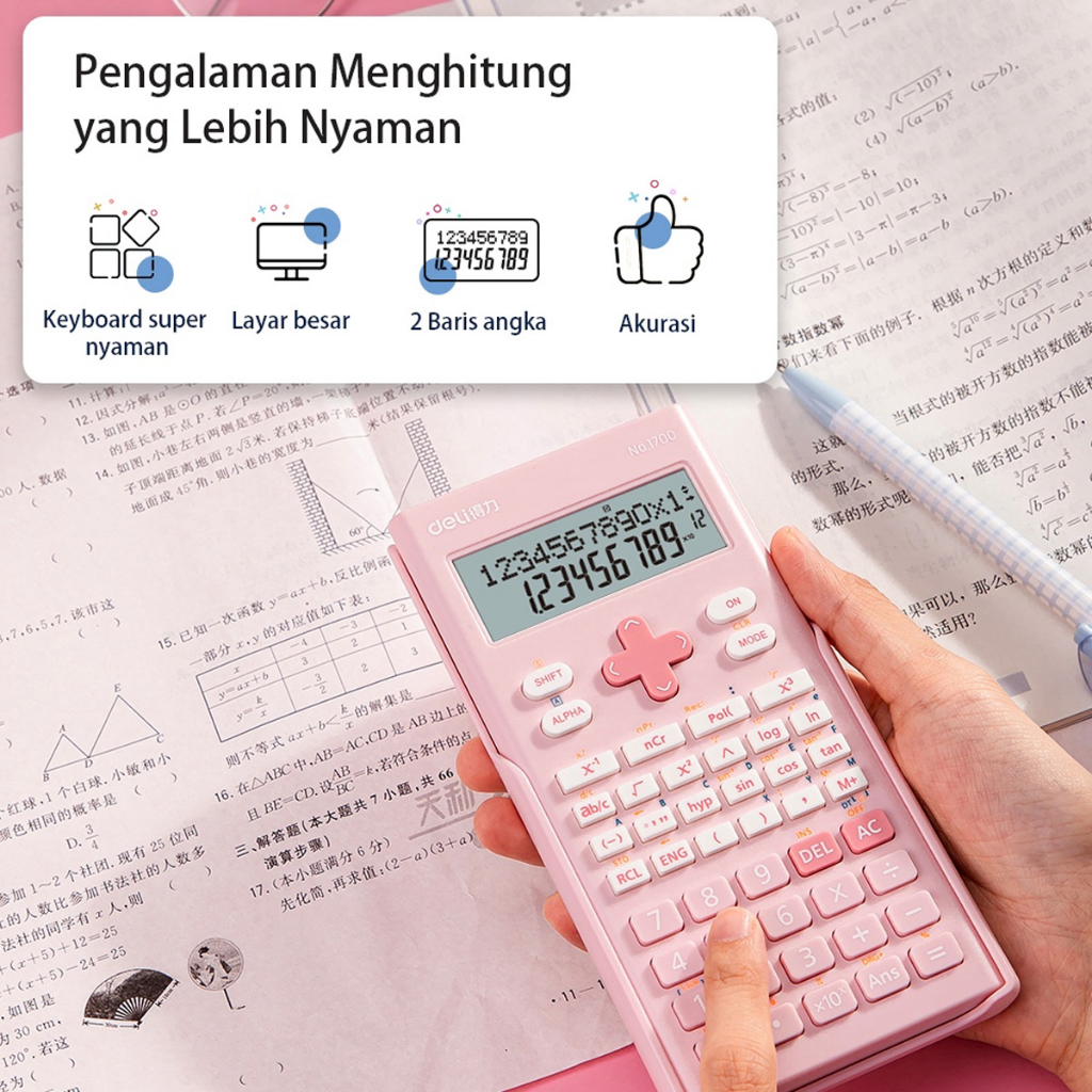 DODORY DELI001 Calculator Scientific Kalkulator 240 Fungsi Kalkulasi 3 Warna 1700