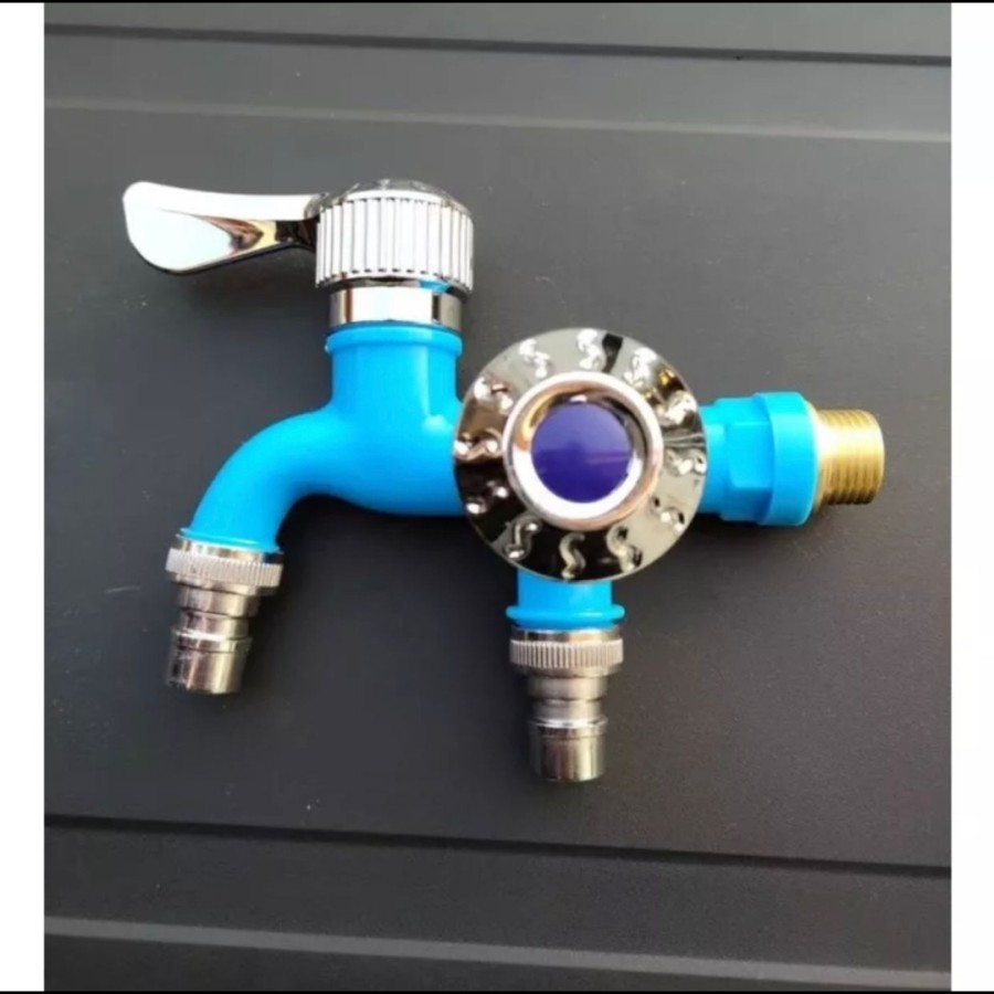 Keran Kran Shower Double Faucet Dobel Cabang Air Pump 1/2&quot; Ledeng Mode