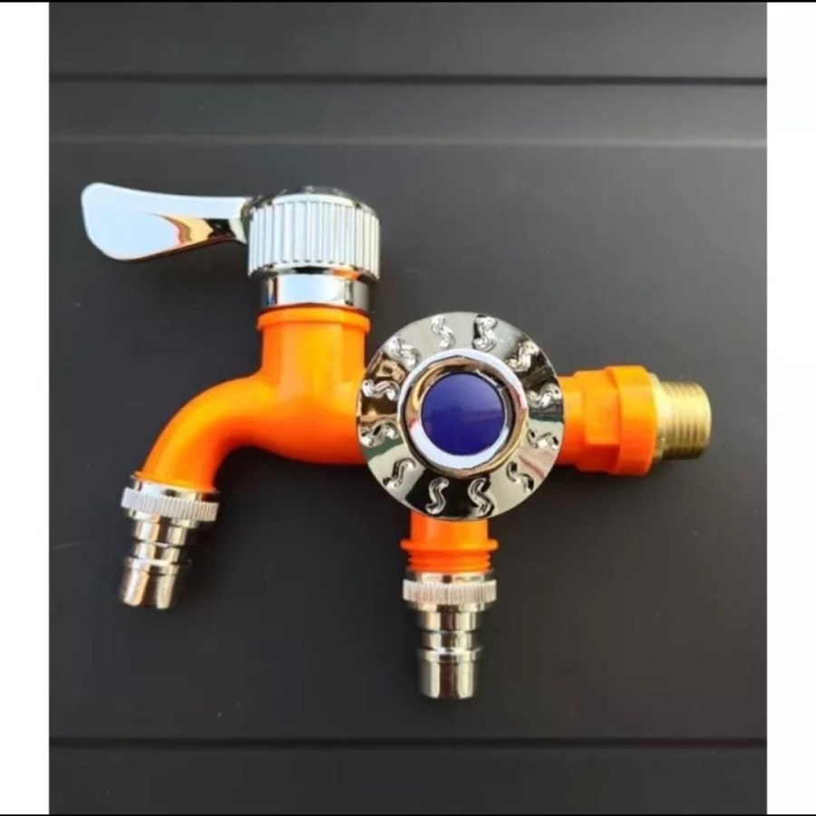 Keran Kran Shower Double Faucet Dobel Cabang Air Pump 1/2&quot; Ledeng Mode