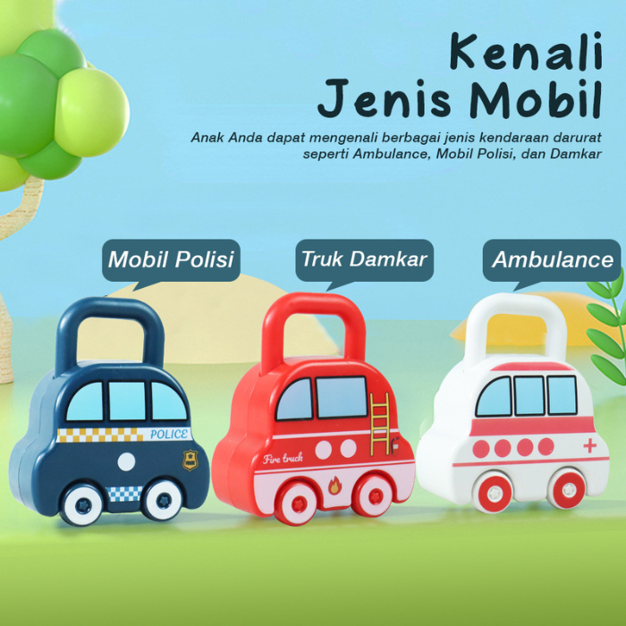 Mainan Edukasi Anak Montessori Mobil Gembok Kunci Motorik Matching Toy