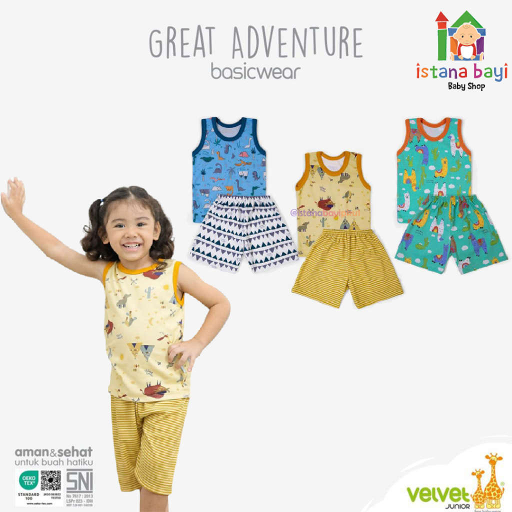 Velvet Junior GREAT ADVENTURE Setelan Kutung BIG SIZE/ Setelan Piyama Anak/setelan piyama bayi