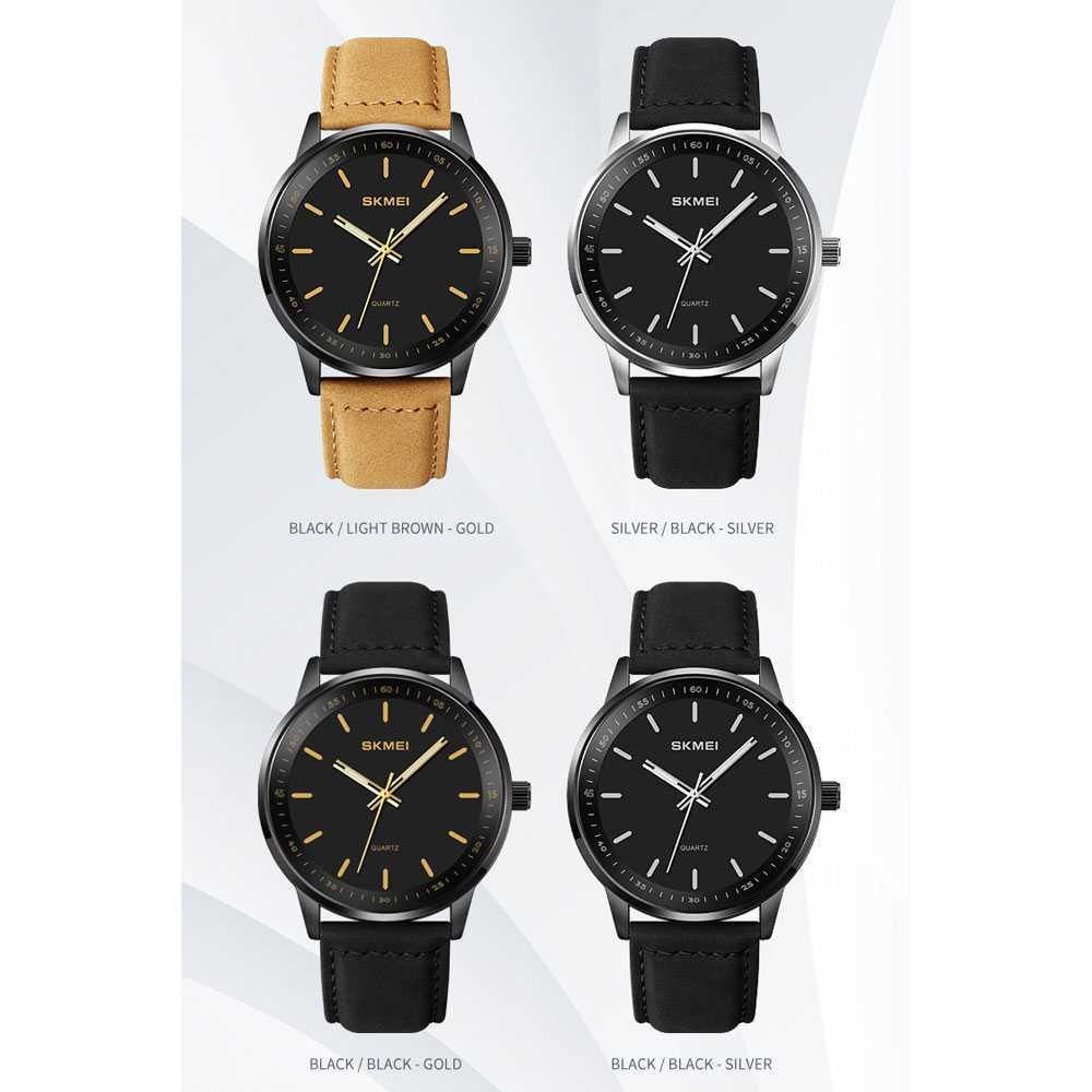Jam Tangan Analog Pria Waterproof Quartz Desain Dial Elegan Material Kaca Keras Anti Air Berkualitas