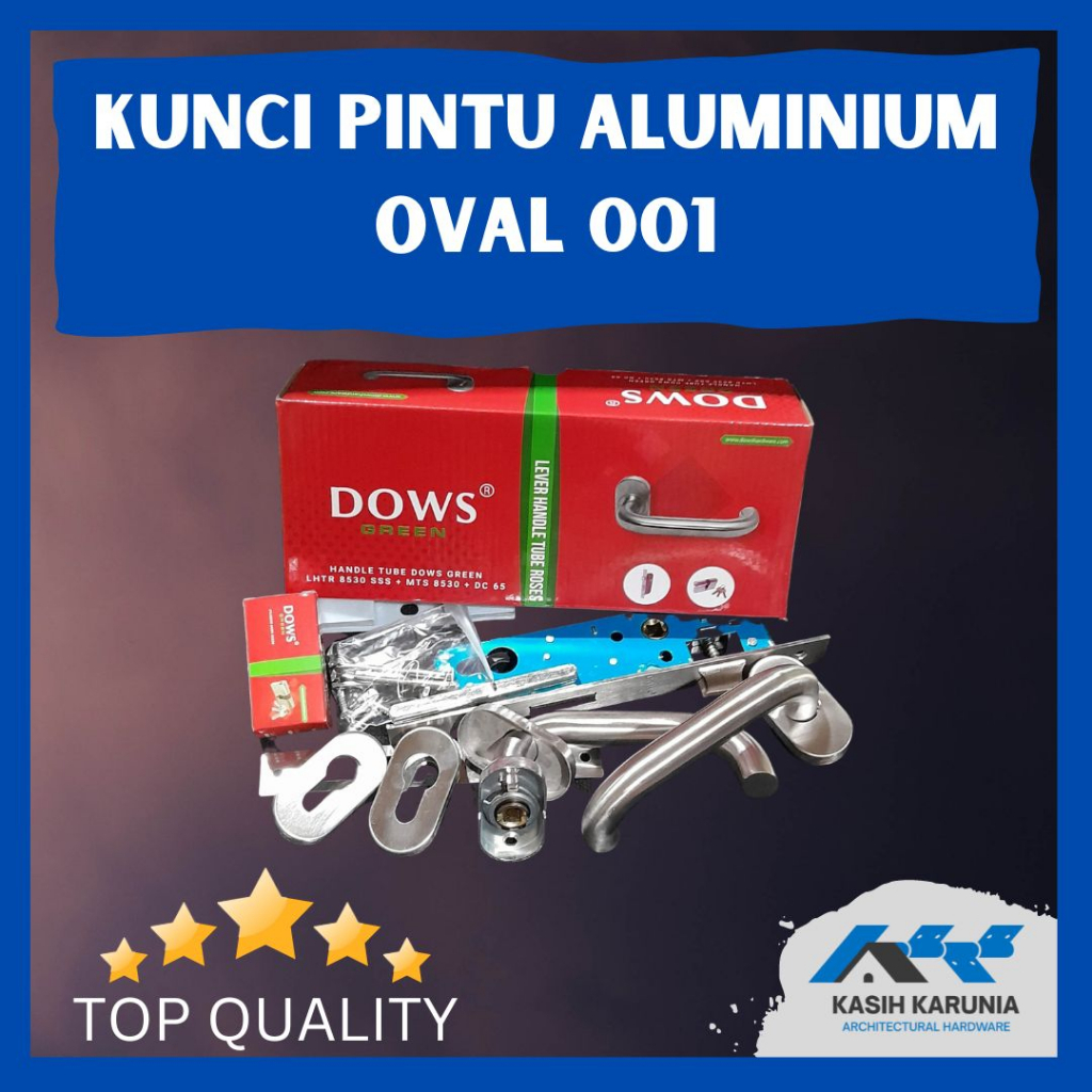 Kunci Pintu Alumunium Kunci Set Almunium Aluminium Lengkap (Hanlde+Body+Cylinder) DOWS GREEN