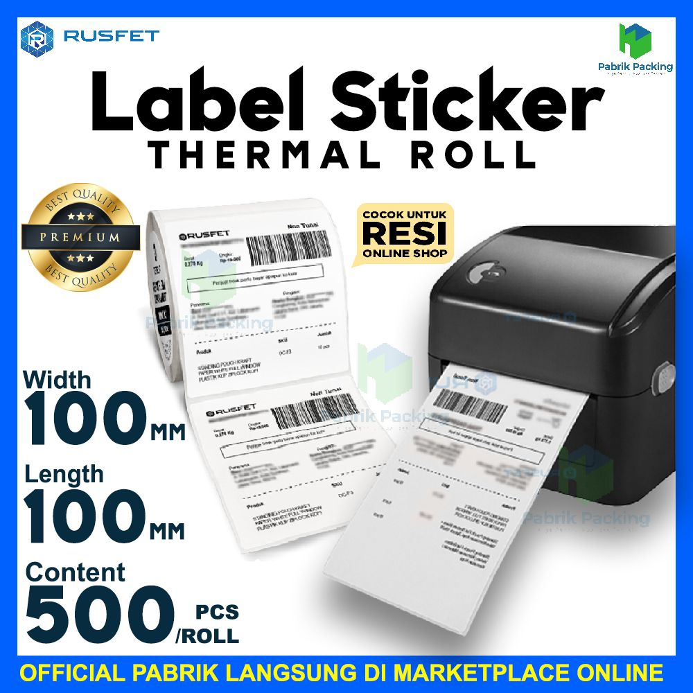 

Label roll thermal stiker thermal rusfet satuan resi online A6 500pcs