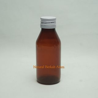 Botol Obat Sirup 100 Ml Coklat Pet Tutup Alumunium / Botol Plastik / Botol Sirup Obat / botol obat s