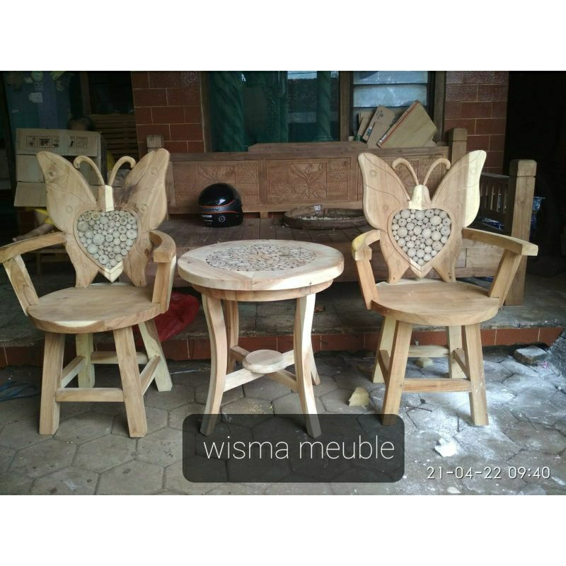 KURSI TERAS,KURSI TERAS DAUN,KURSI TERAS KUPU,KURSI TERAS JATI,TERAS CANTIK,KURSI