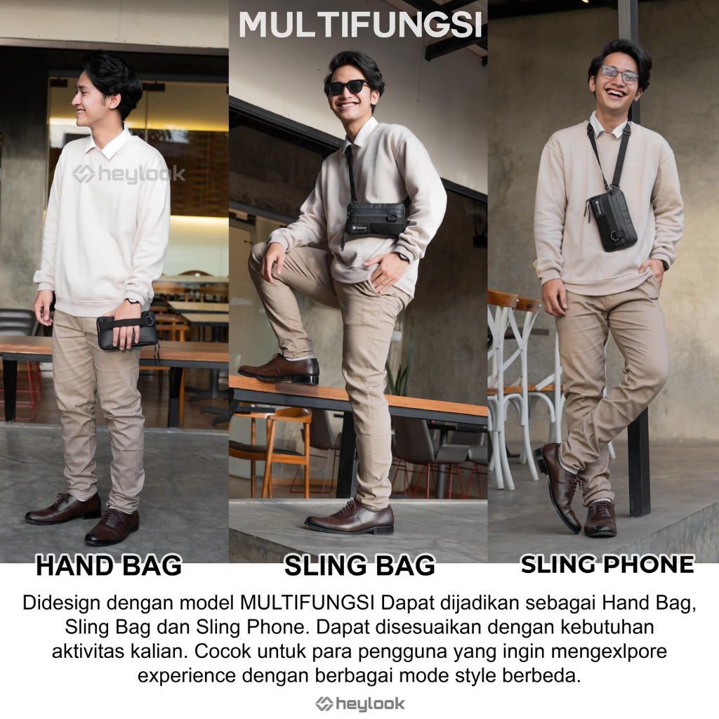 HEYLOOK Official - Clutch Bag Zeux Multyfungsi 3 in 1 Hand Bag Anti-Air Pouch Bag Pria Wanita Waterproof