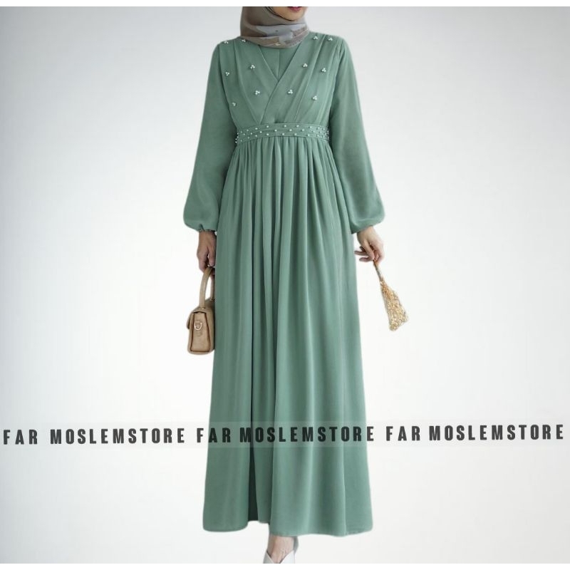 TRESNA DRESS MAXY CERUTY BABYDOLL/ASHANA DRESS/GAMIS PREWEDDING APLIKASI MUTIARA/GAMIS PESTA/DRESS KONDANGAN/AZALEA DRESS/FAR MOSLEMSTORE
