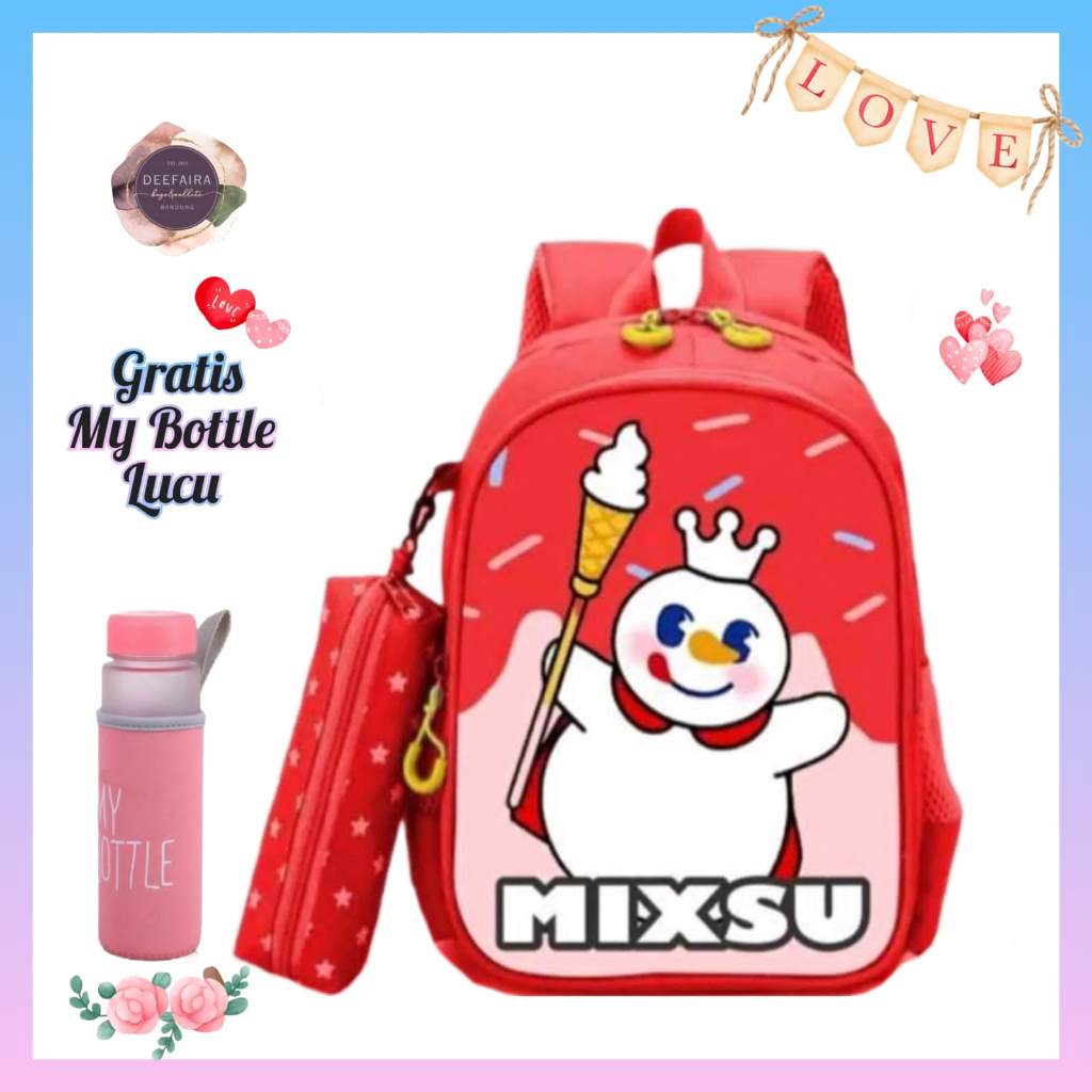 Tas Ransel Anak Perempuan Terlaris Model Sue mixx Gratis Botol Minum Untuk Tk Dan Sd