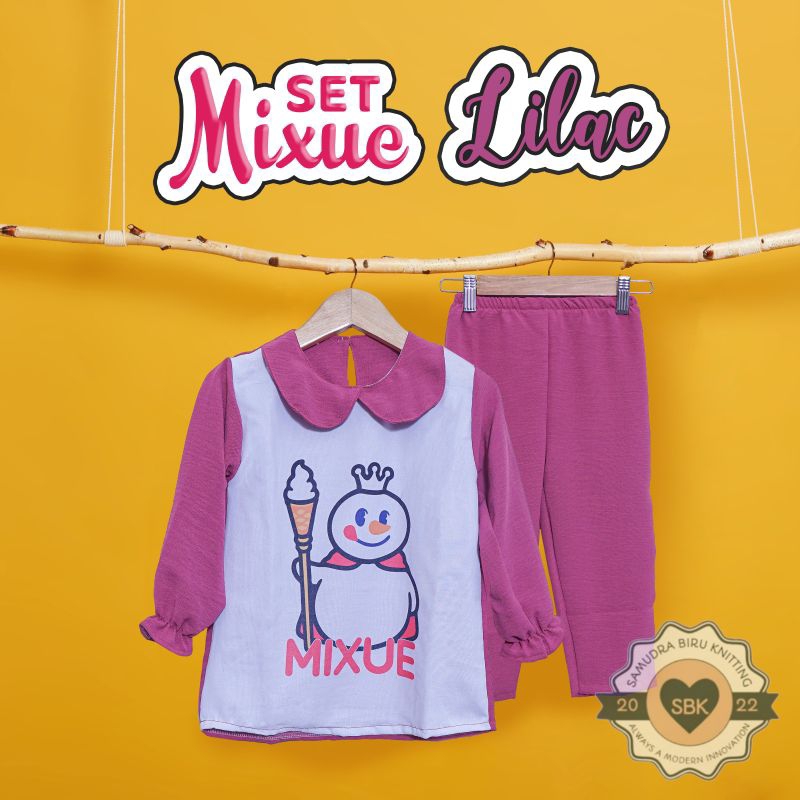 MIXUE VIRAL Baju Setelan Anak Perempuan Bahan Crinkle Airflow Premium Usia 1-10 Tahun Lucu