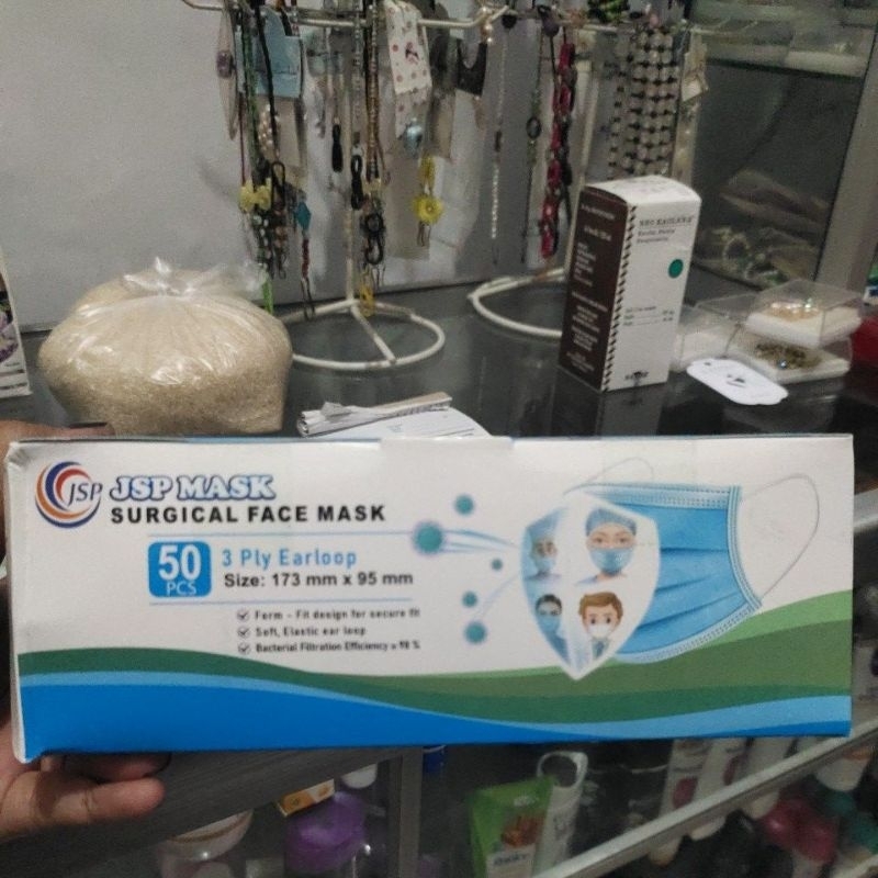masker earlop 3ply biru isi 50 JSP medis