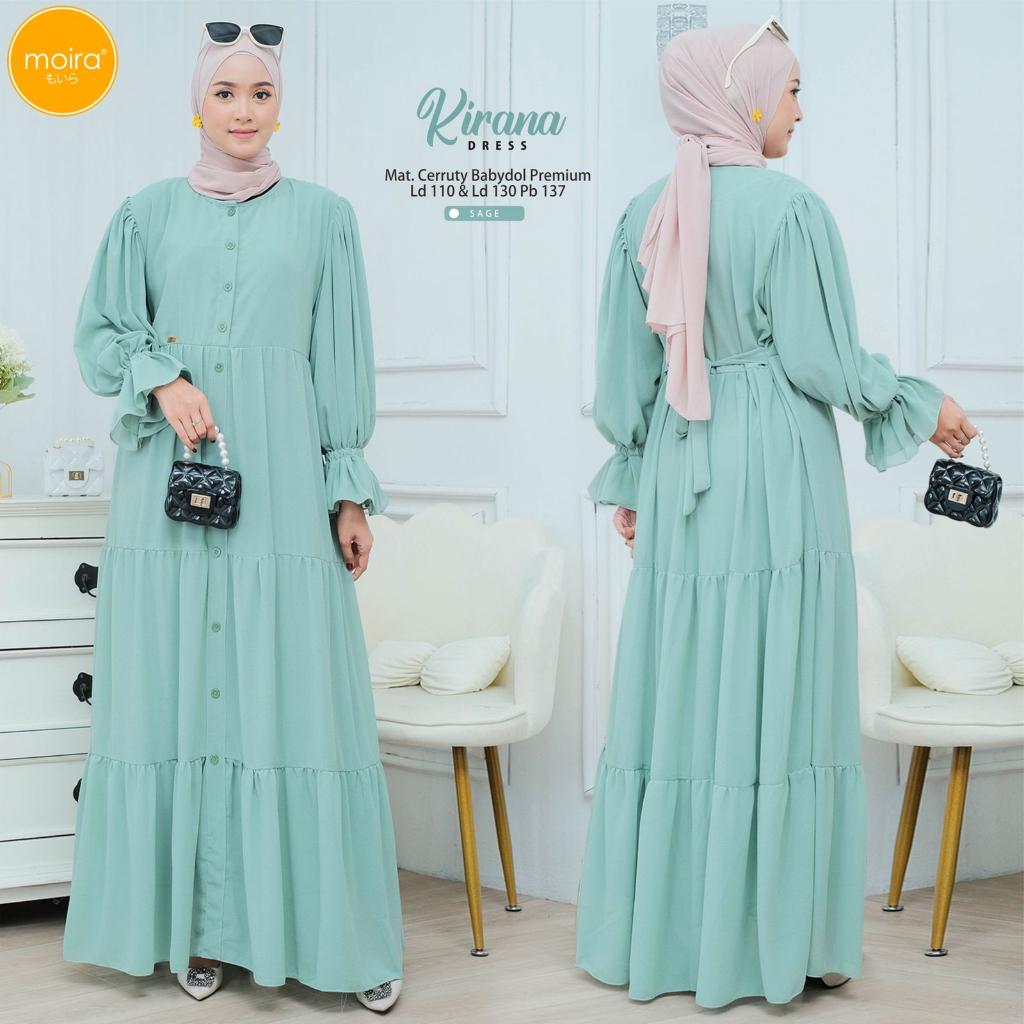 Kirana Dress Ceruty Babydoll Premium Fashion Muslim Gamis Muslim Original Produk By Moira