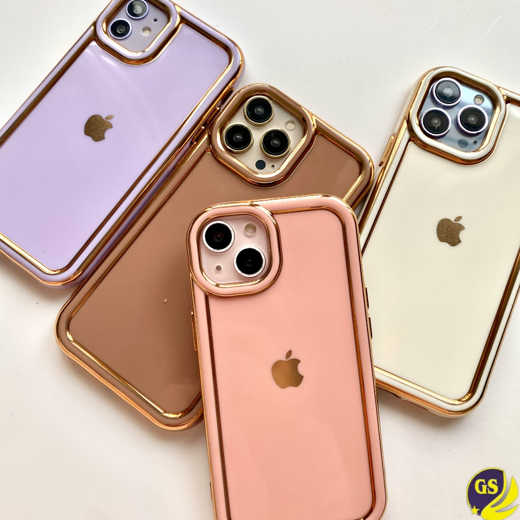 (1) Soft Case Silicone Luxury Golden Plating Camera Protection golden logo for iPhone 7 8 se 2020 7+ 8+ PLUS X XS MAX XR 11 12 PRO MAX