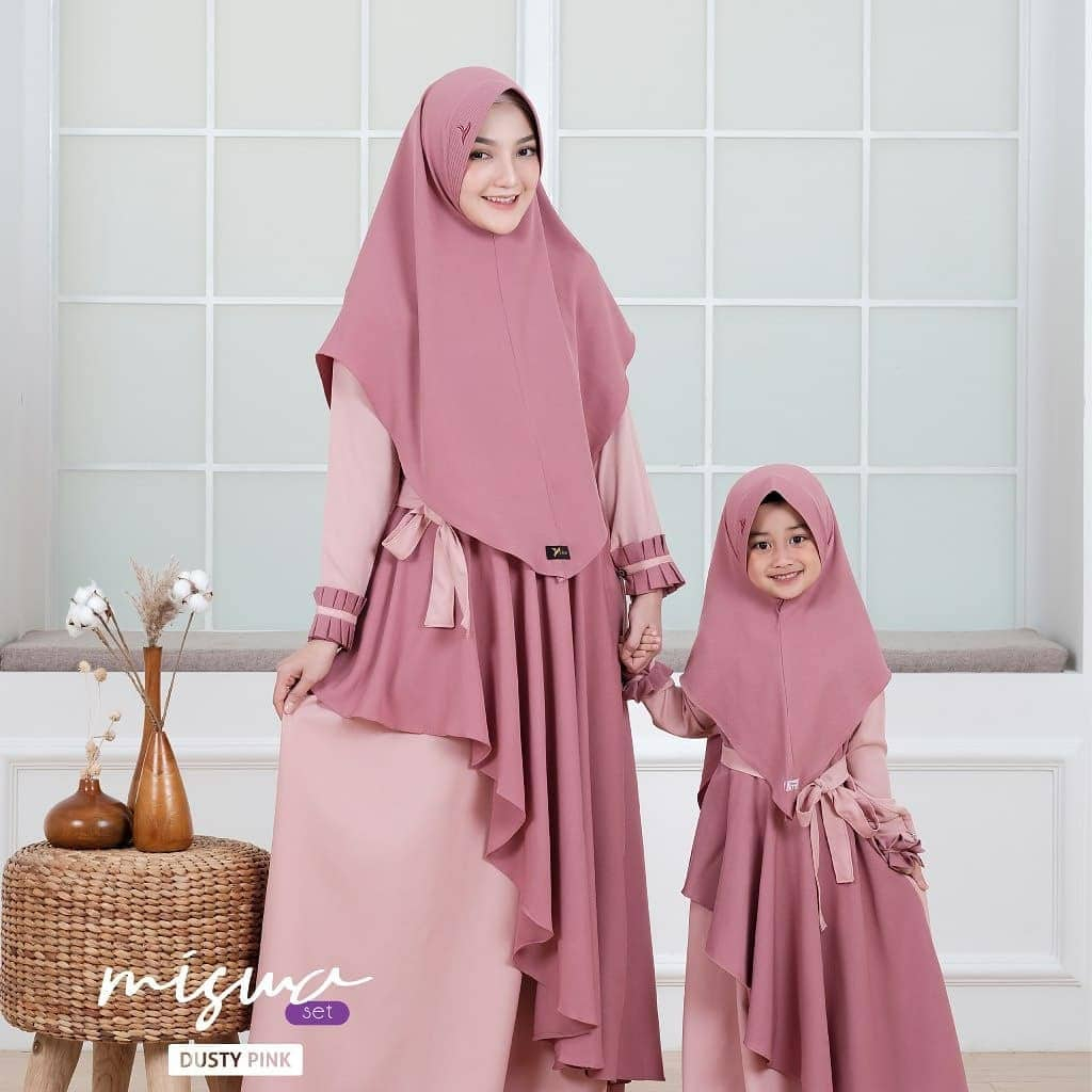 Gamis Couple Keluarga Plus Hijab Baju Muslim Ibu Dan Anak Terlaris Fashion Wanita