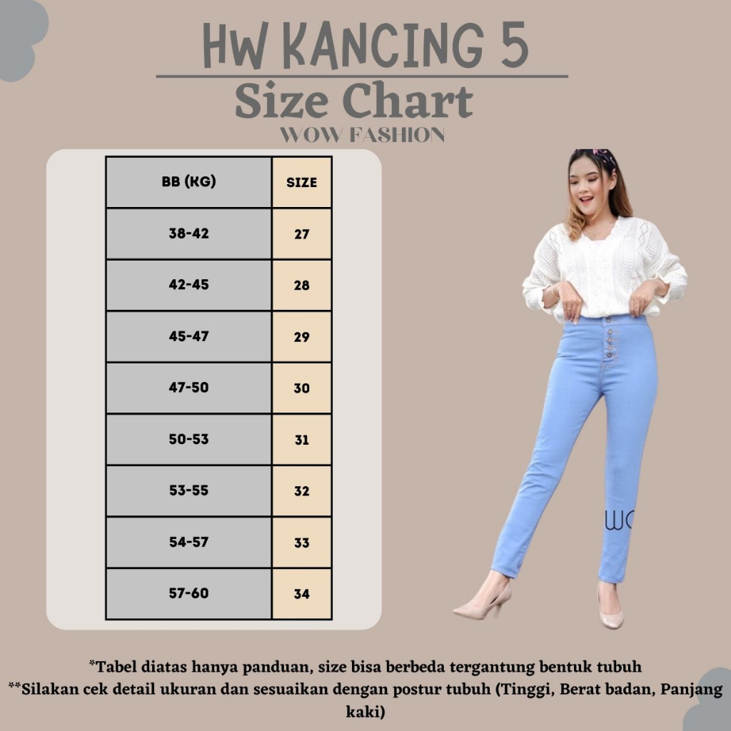 WOW-Celana Jeans Kancing 5 Aktif Streach HW// Celana Pencil Wanita//Celana Jeans Polos Streach HW//Celana Jeans Highwaist Wanita