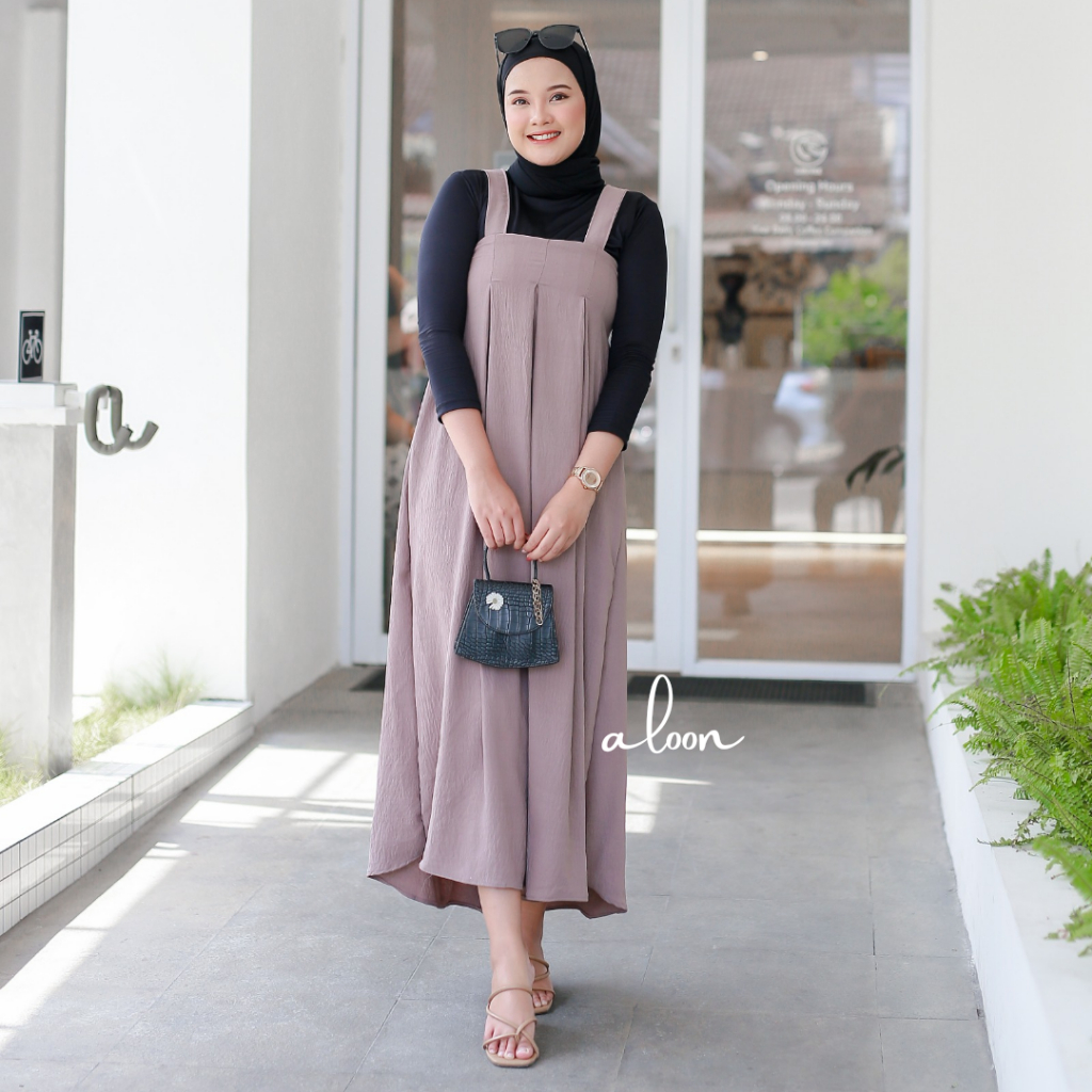 Livy Overall Crinkle Airflow – Overall Dress Wanita Vintage Korea