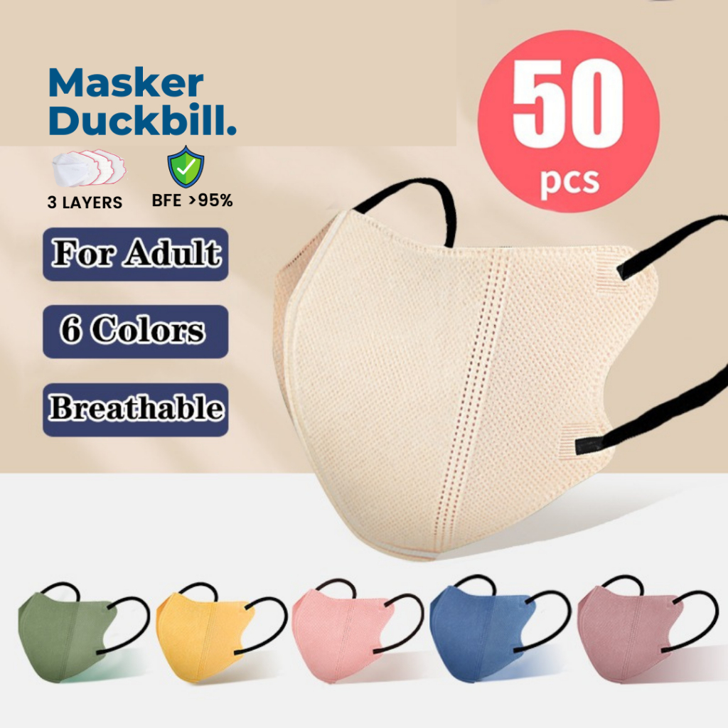 DUCKBILL MASKER / MASKER DUCKBILL GARIS / FACE MASK DUCKBILL / MASKER DUCKBILL ISI 50PCS