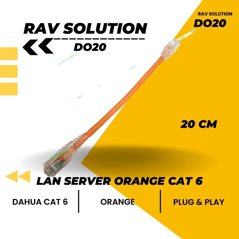 KABEL LAN SERVER GIGABYTE DAHUA ORANGE CAT 6 20 CM CUSTOM BY RAV SOLUTION