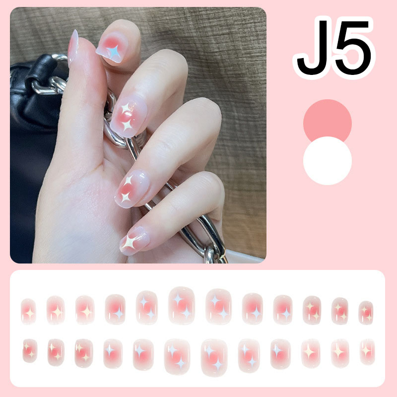 J24 Kuku Palsu Polos Bening Pendek dan Panjang Fake Nails Aesthetic + Lem