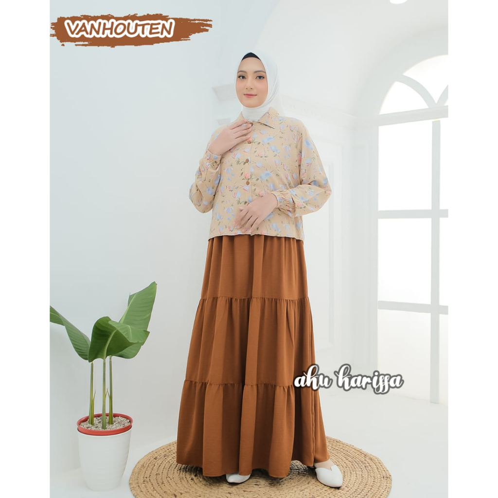 KANIFA AKU KARISSA DRESS MIX OUTER CROP TOP POLOS DAN MOTIF KEKINIAN GAMIS KASUAL REMAJA WANITA IBU IBU UPDATE MASA KINI