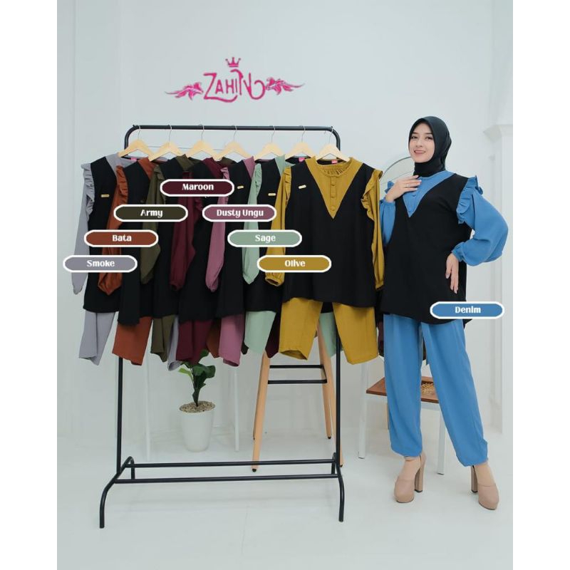 khanaya setelan celana bahan kringkel by zahin