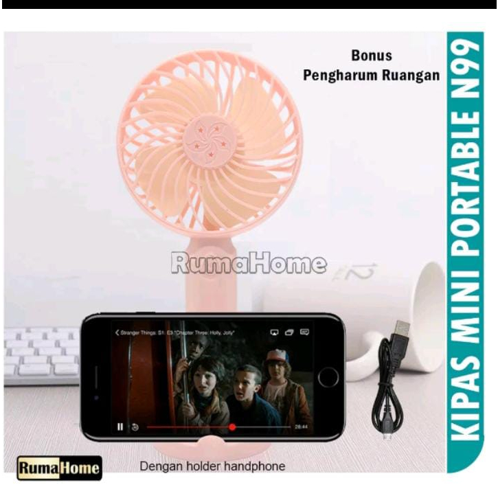 KIPAS ANGIN GENGGAM USB PORTABLE KIPAS MINI USB ADA TEMPAT HOLDER HP UNTUK NONTON KOREA