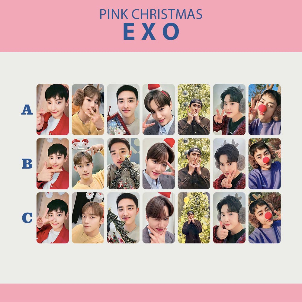 photocard exo pink christmas chanyeol chen do kai sehun suho xiumin