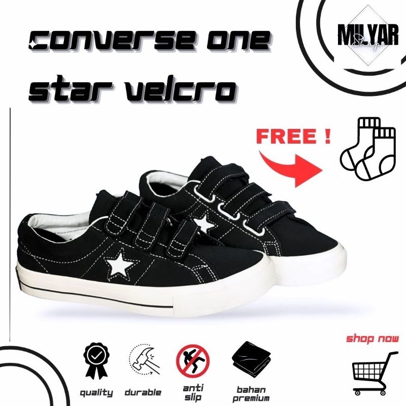 CONVERSE CDG PLAY ONE STAR PRO 3V STRAP BLACK WHITE ORIGINAL PREMIUM QUALITY