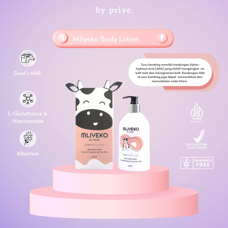 [PROMO SPESIAL] MLIYEKO MILK HAND &amp; BODY GOAT MILK LOTION 500ml handbody PEMUTIH SUSU KAMBING