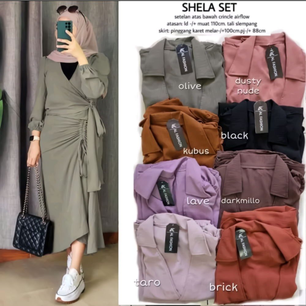 SETELAN SHELA BAHAN CRINCLE AIRFLOW PREMIUM / FASHION WANITA MURAH TERBARU