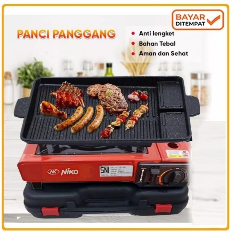 OMICKO Happy  ULTRA  , Grill , Panggang , BBQ  Plate Panggangan  Sate-Ayam-Steak-Ikan-Jagung-Sosis ,