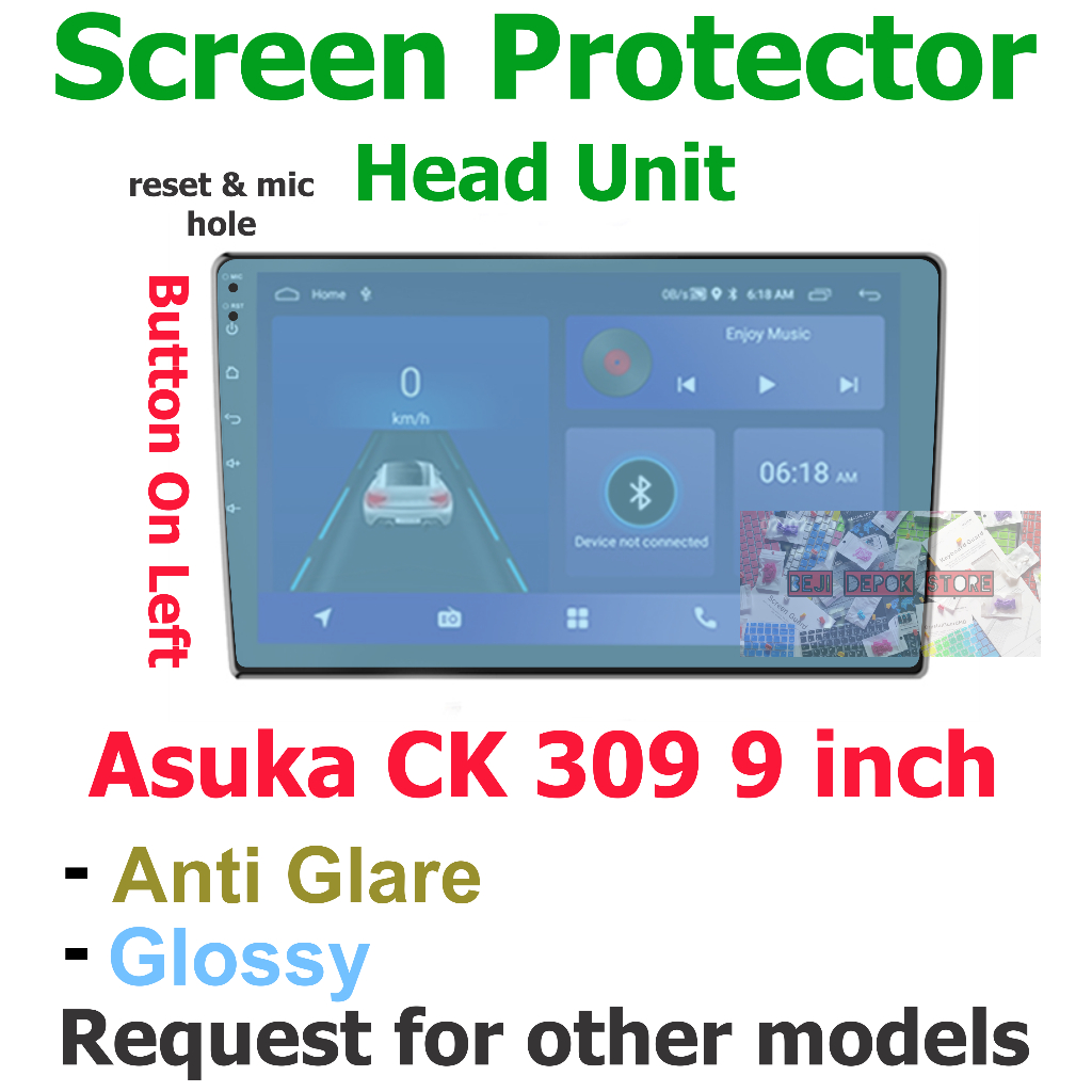 Asuka CK 309 9 inch Head Unit Android Screen Protector Guard Left Button