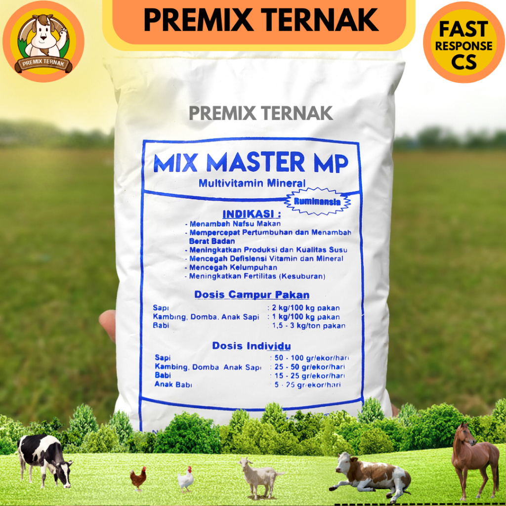 MINERAL SAPI MIX MASTER MP 1 KG - Multimineral dan Multivitamin untuk Sapi kambing Domba - ANTI DEFISIENSI MINERAL