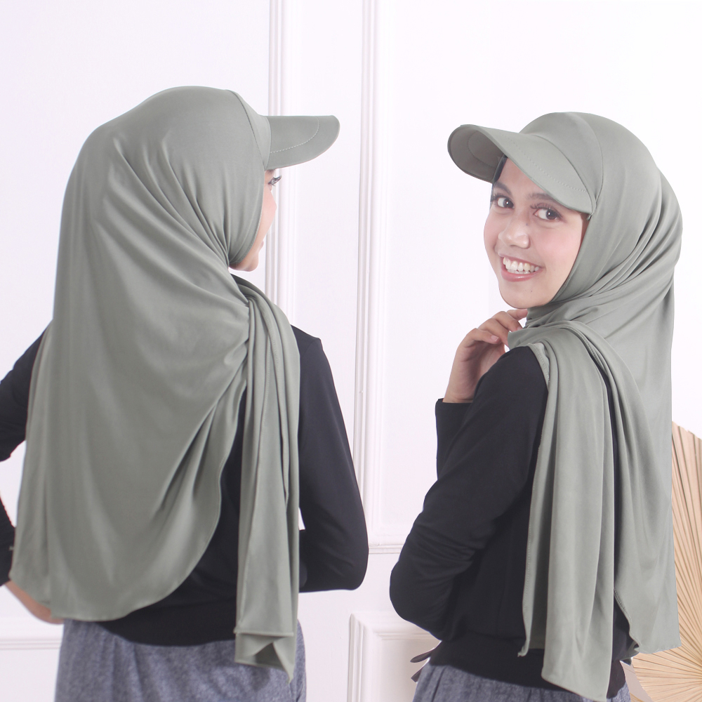 JILBAB SPORT/HIJAB SPORT TOPI/PASHMINA OVAL TOPI / JILBAB OLAHRAGA DENGAN TOPI CELIA