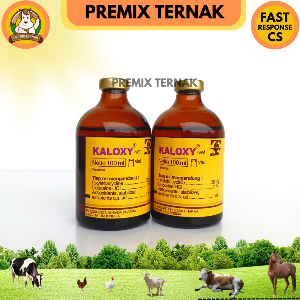 KALOXY VET 100 mL - Injeksi Antibiotik Spektrum Luas Pernafasan dan Pencernaan - Seperti Vet Oxy SB - KALBE - Premix Ternak